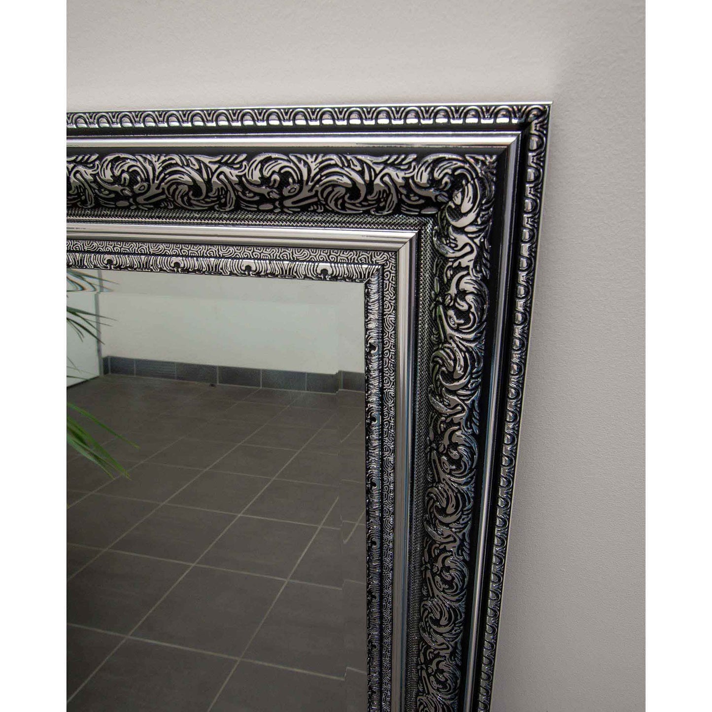 Silver with Black 77cm x 107cm Mirror