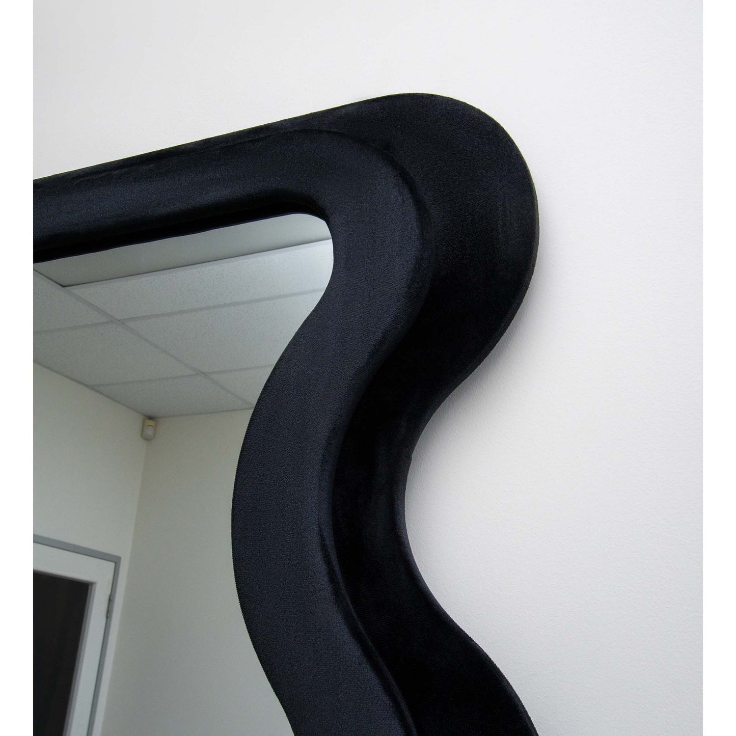 Black Felt Wavy Double Frame 200cm x 100cm Mirror