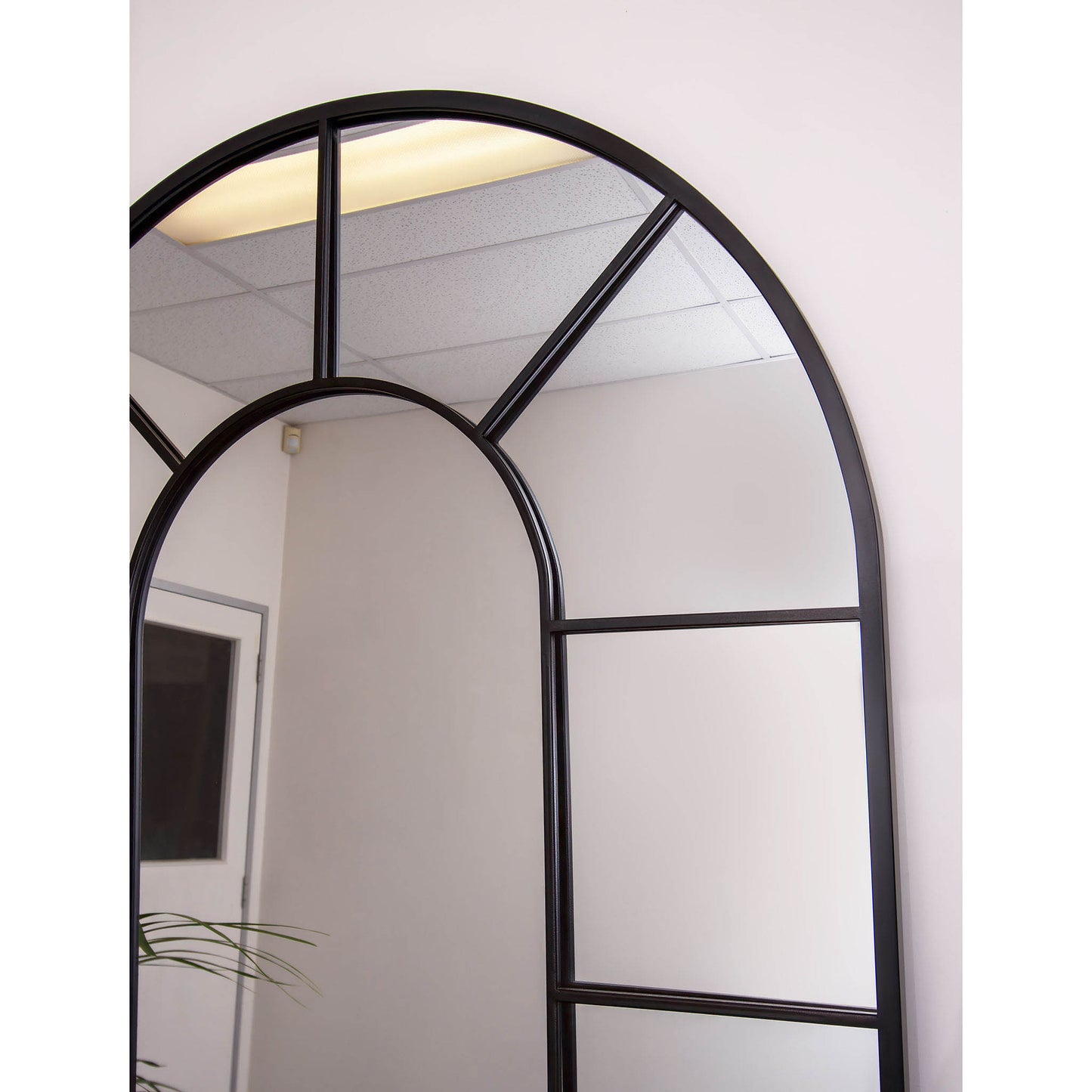 Black Metal Window Arch 200cm x 100cm Mirror