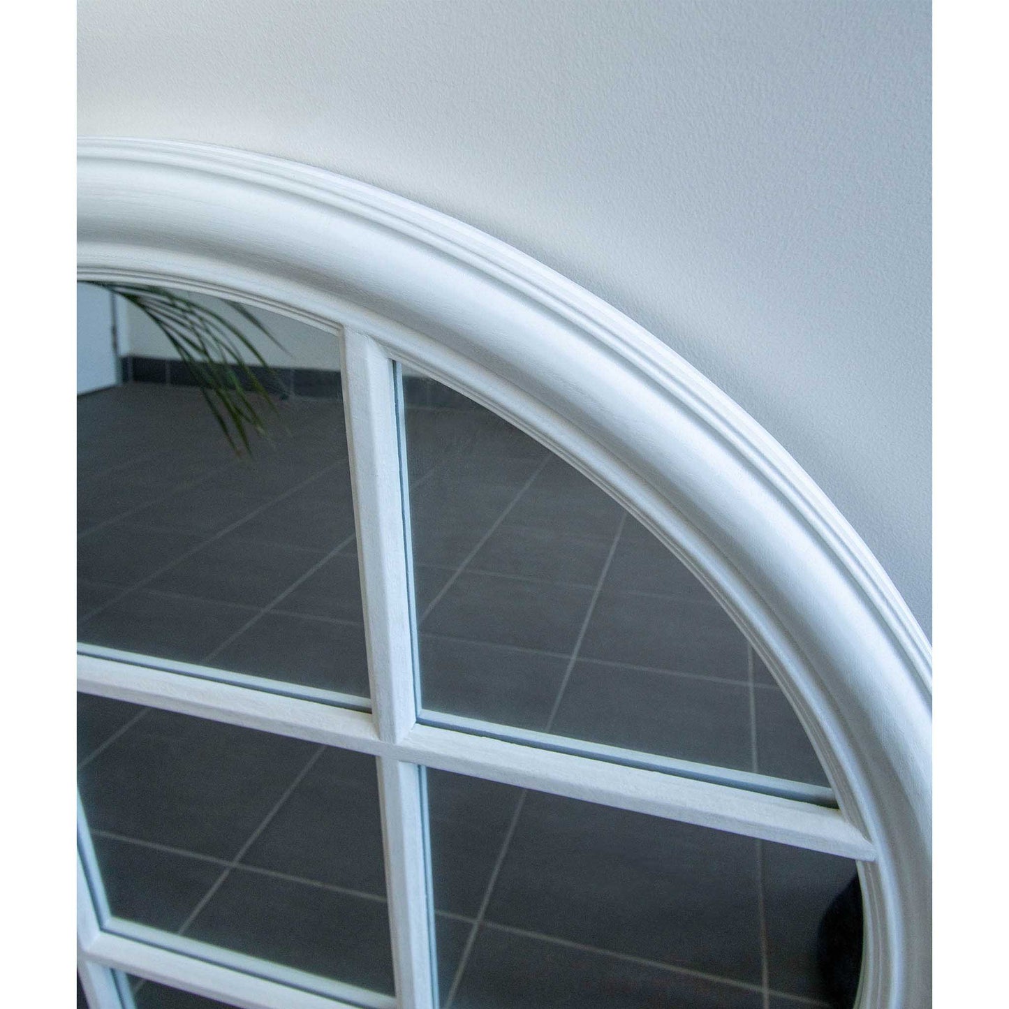White Round Window Frame 80cm Mirror