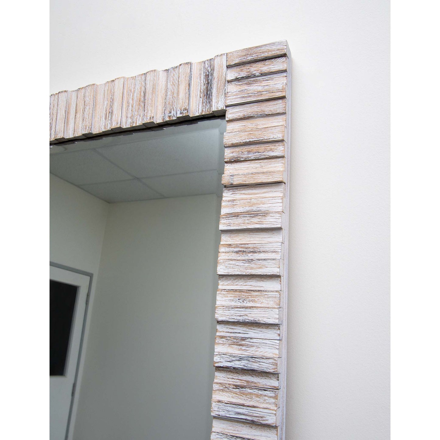 Antique White Step Wood 84cm x 186cm Mirror