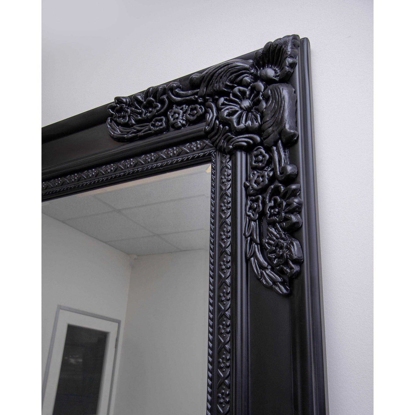 Wood French Provincial 91cm x 182cm Black Mirror