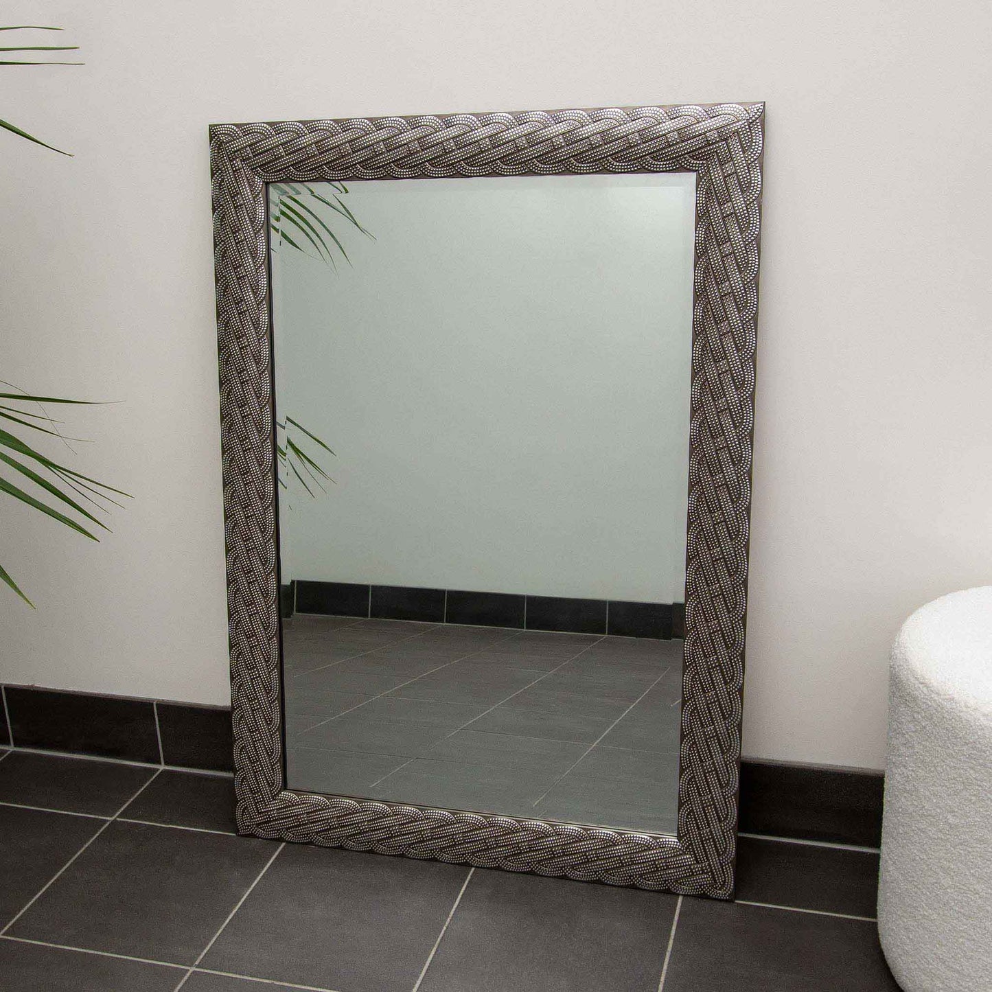 Silver with Bead 77cm x 107cm Mirror