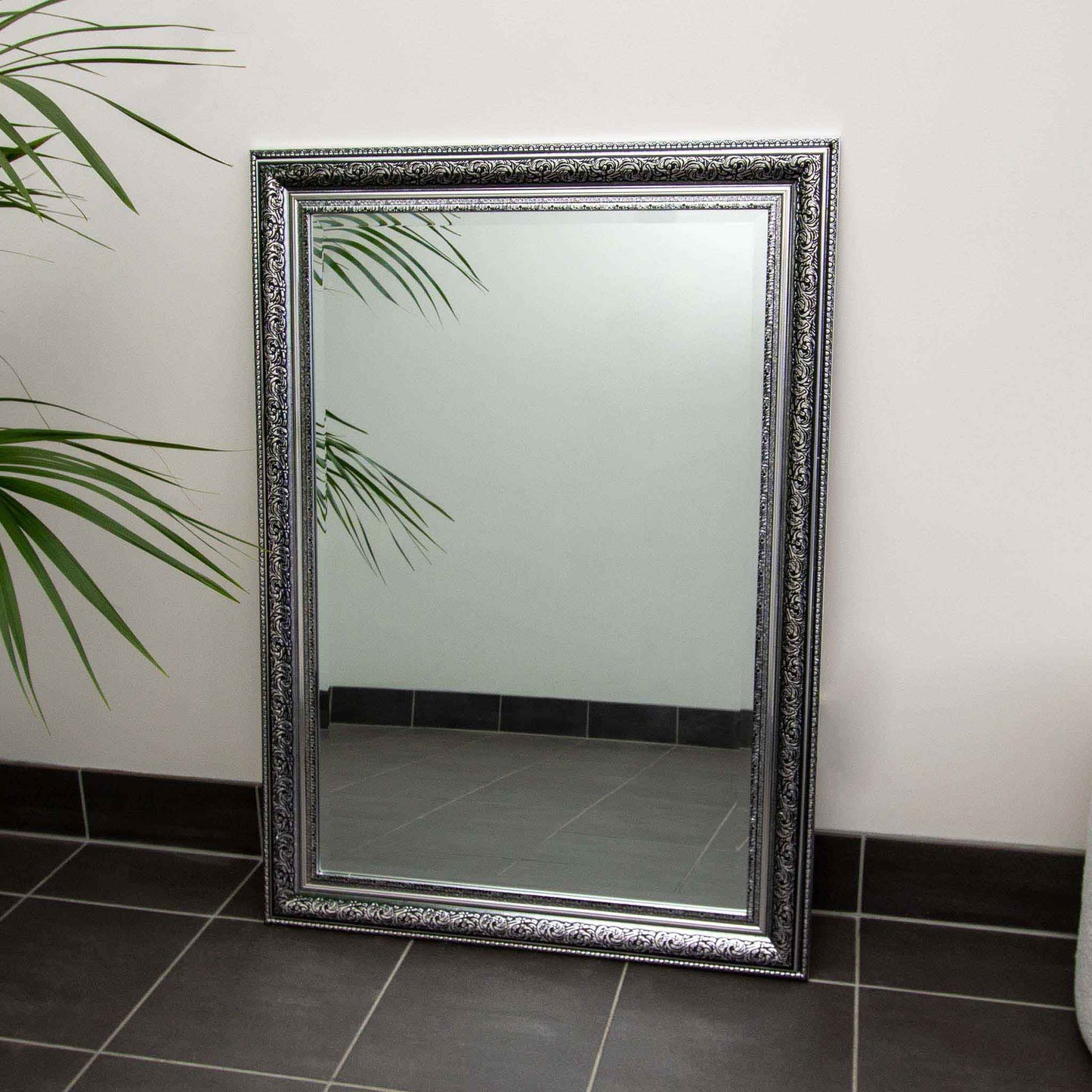 Silver with Black 77cm x 107cm Mirror
