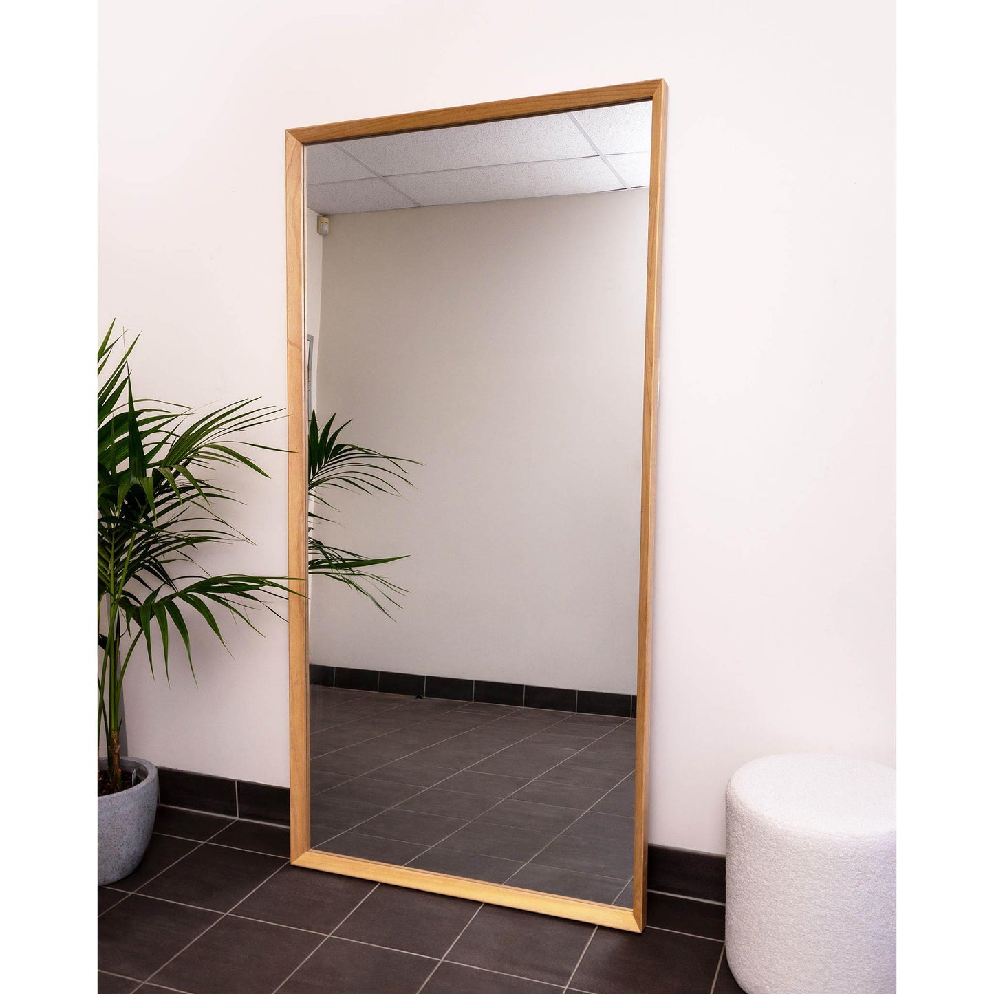 Box Frame Angle Wood 200cm x 100cm Natural Mirror
