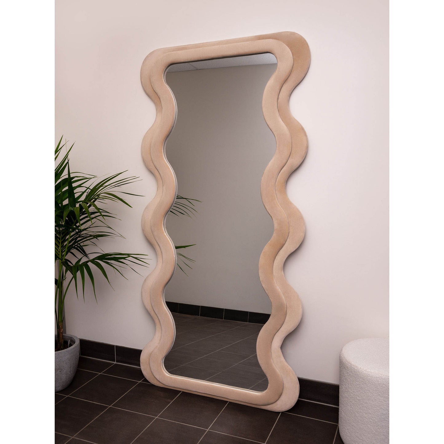 Felt Wavy Double Frame 200cm x 100cm Cream Mirror