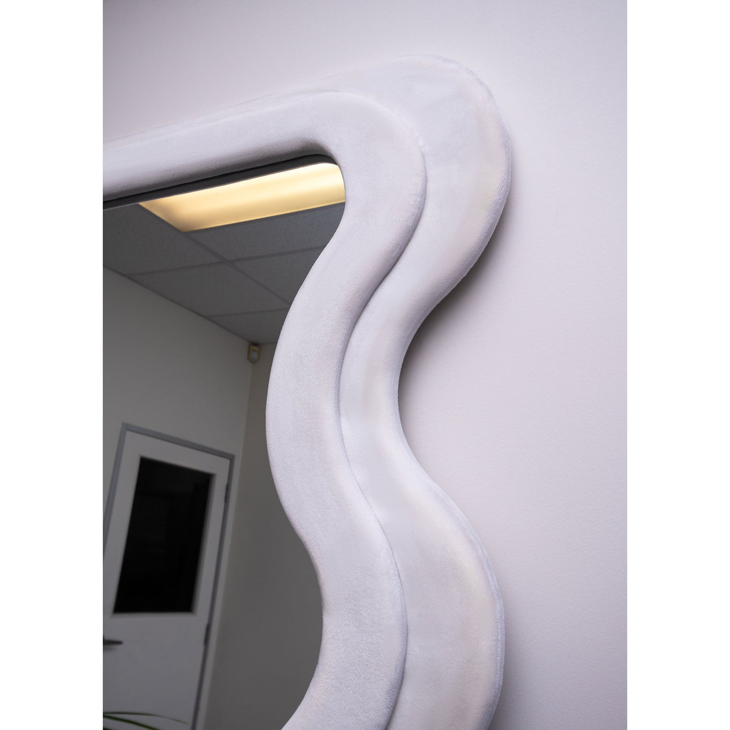 Felt Wavy Double Frame 200cm x 100cm White Mirror
