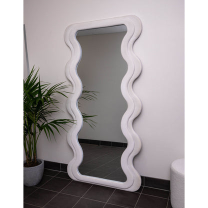 Felt Wavy Double Frame 200cm x 100cm White Mirror
