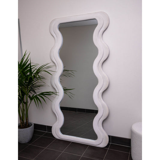 Felt Wavy Double Frame 200cm x 100cm White Mirror