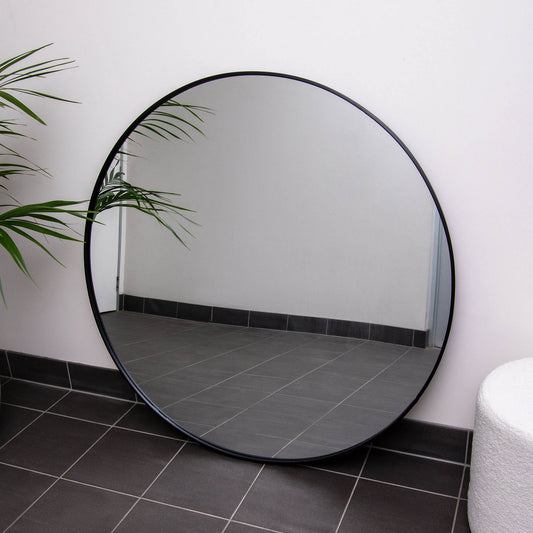 Iron Frame Round 120cm Black Mirror