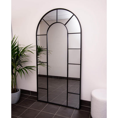 Black Metal Window Arch 200cm x 100cm Mirror