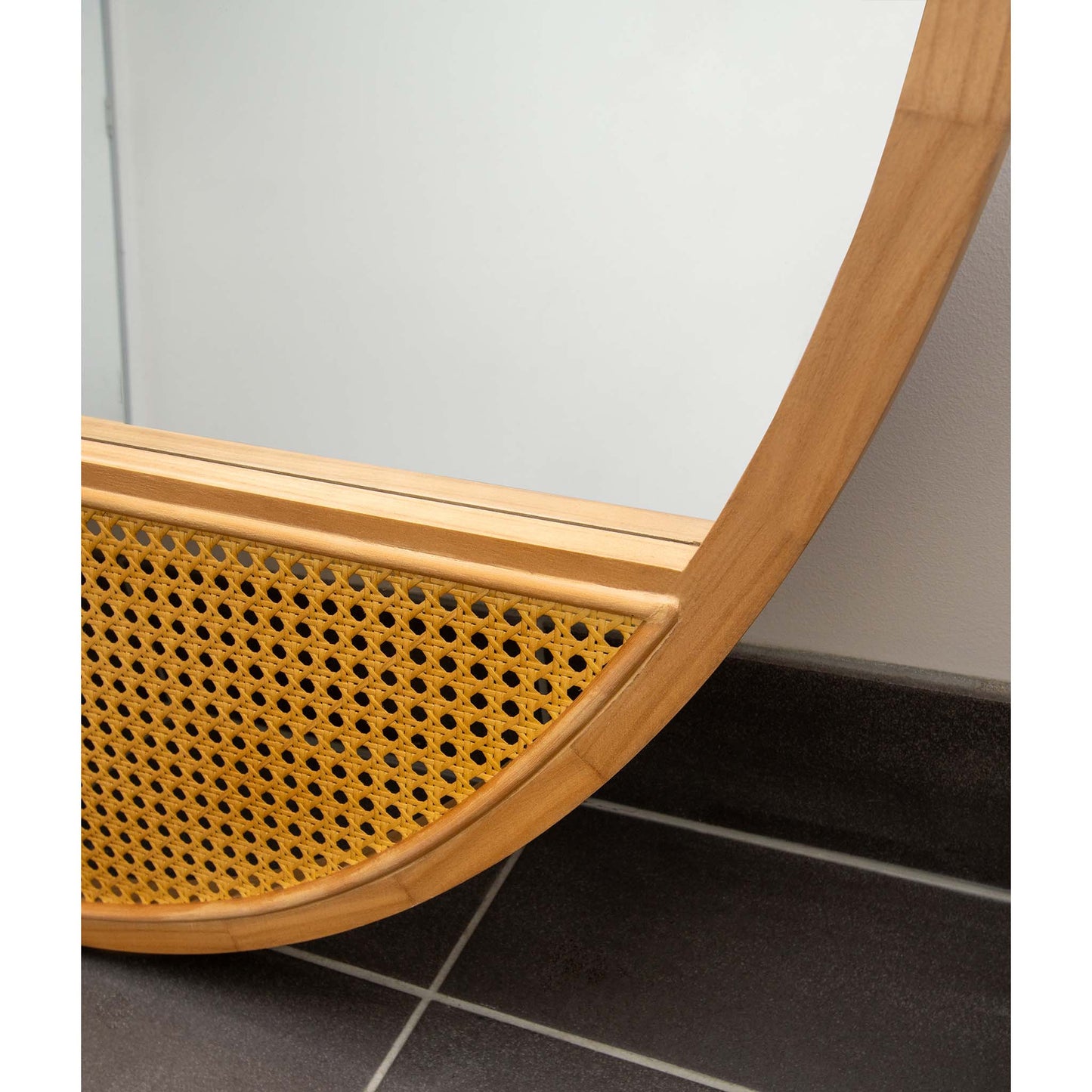 Natural Rattan Wood Round 100cm Mirror