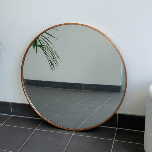 Bronze Round Iron Frame 80cm Mirror
