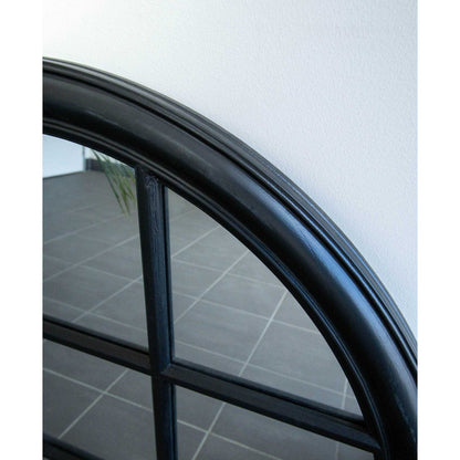 Black Round Window Frame 80cm Mirror