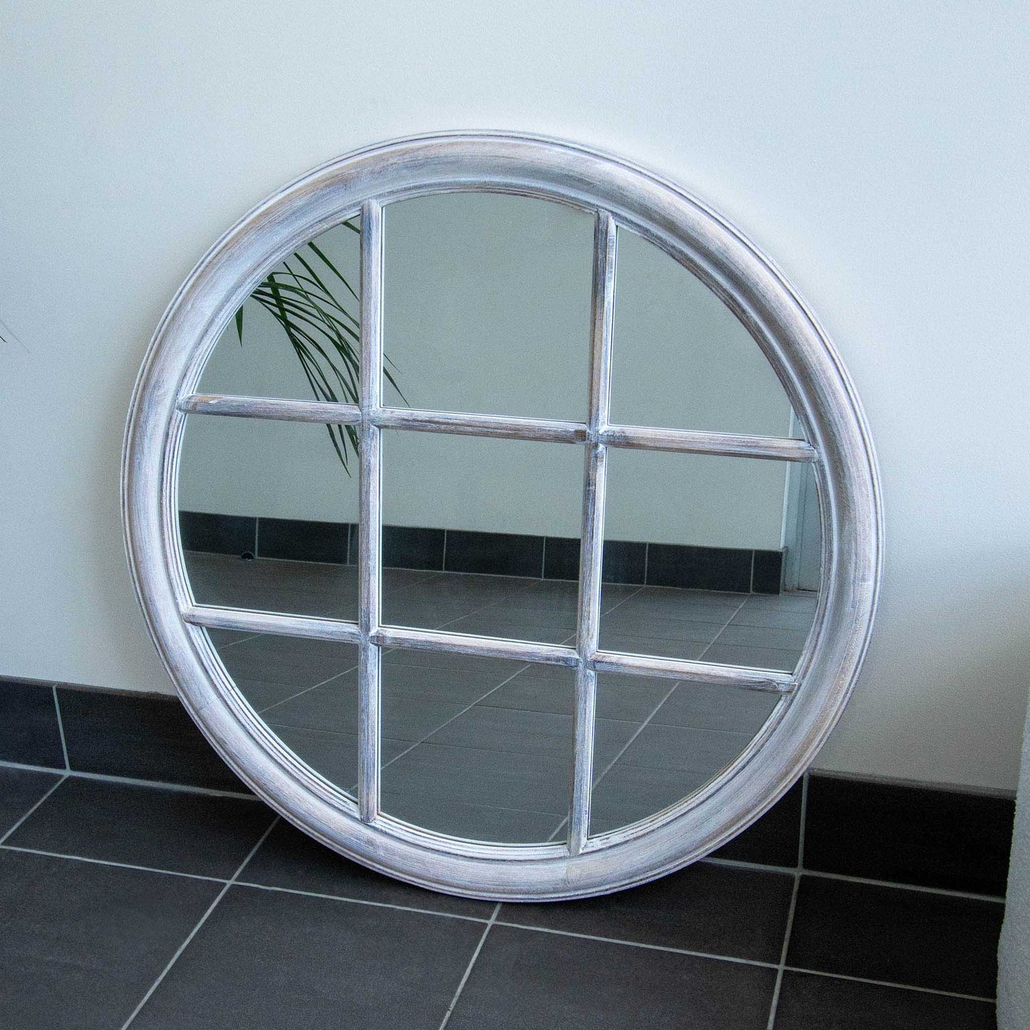 Natural Round WIndow Wood frame 80cm Mirror