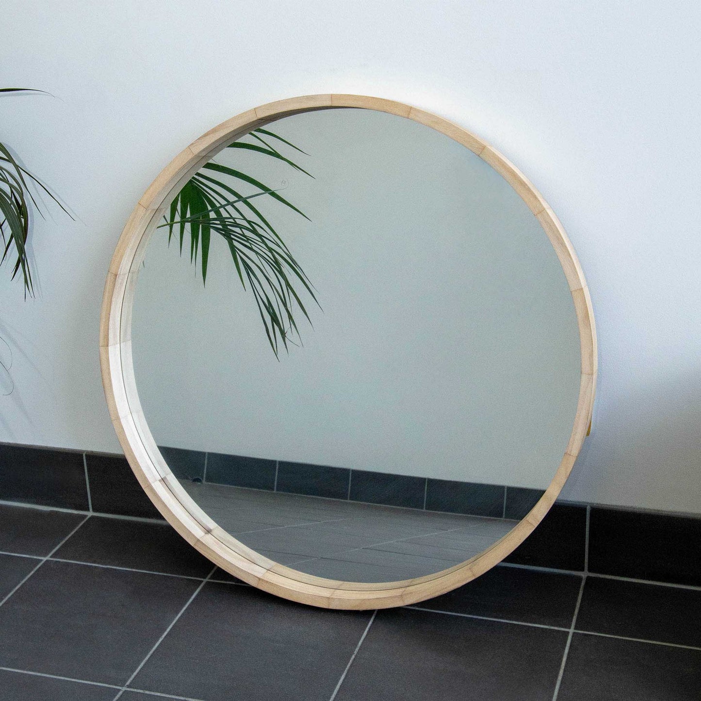 Wood Round 80cm Mirror