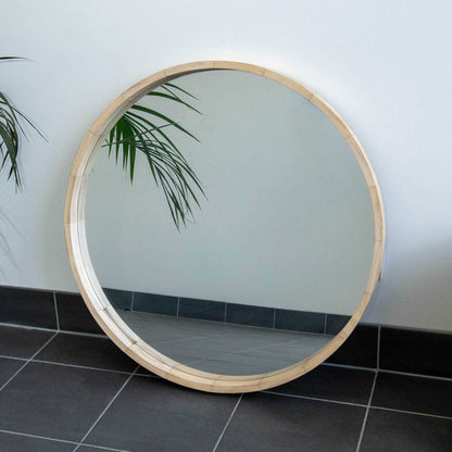Wood Round 80cm Mirror