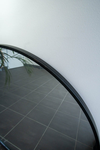 Black Round Iron Frame 80cm Mirror