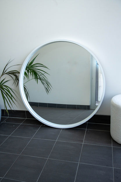 White Round 100cm Mirror