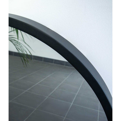 Black Round wood 80cm Mirror