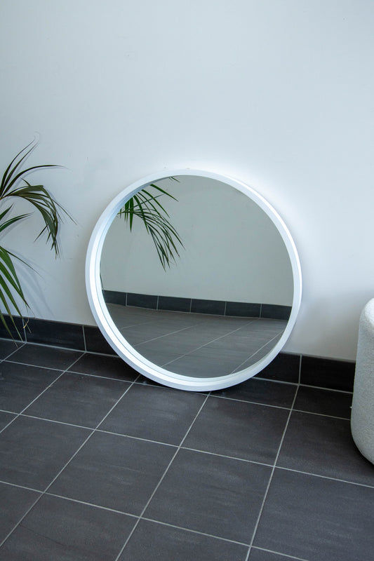 White Round 80cm Mirror
