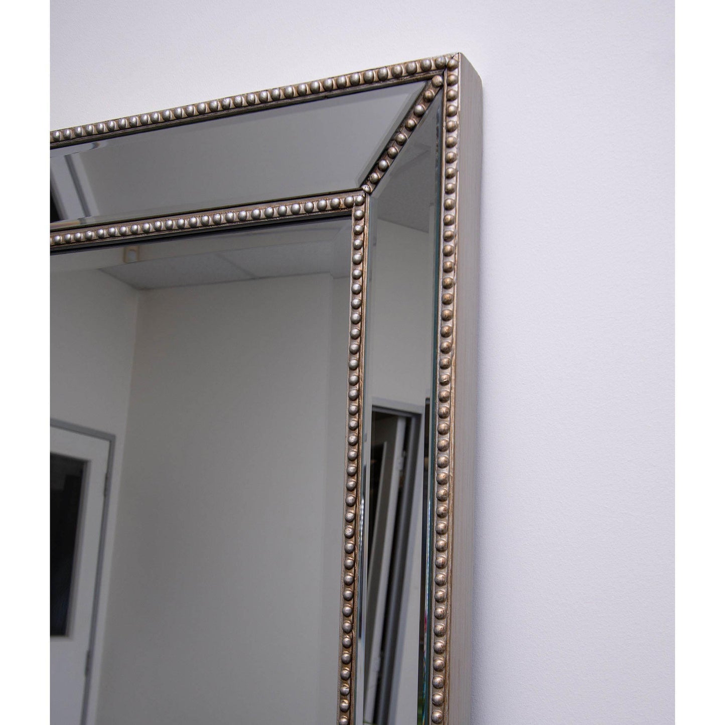 Silver Beaded Wood Frame 90cm x 180cm Mirror