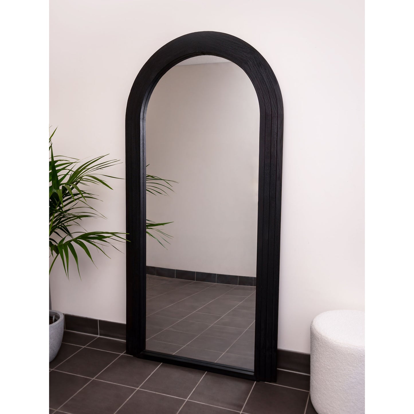 Step Frame Wood Arch 200cm x 100cm Black Mirror