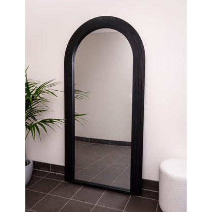 Step Frame Wood Arch 200cm x 100cm Black Mirror