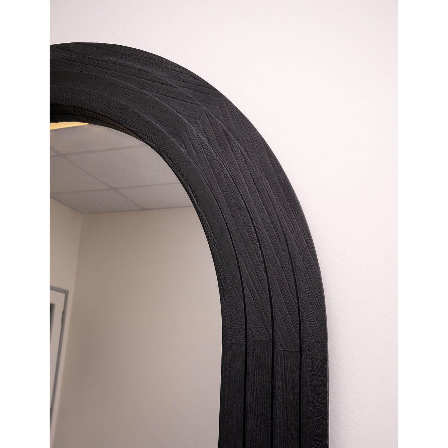 Step Frame Wood Arch 200cm x 100cm Black Mirror