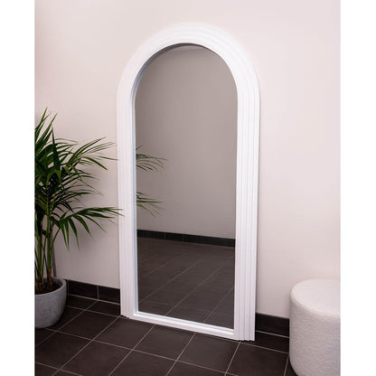 Step Frame Wood Arch 200cm x 100cm White Mirror