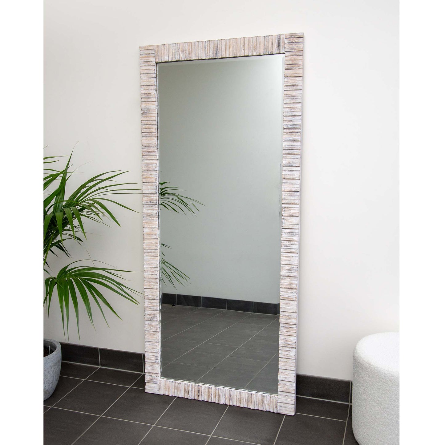 Antique White Step Wood 84cm x 186cm Mirror