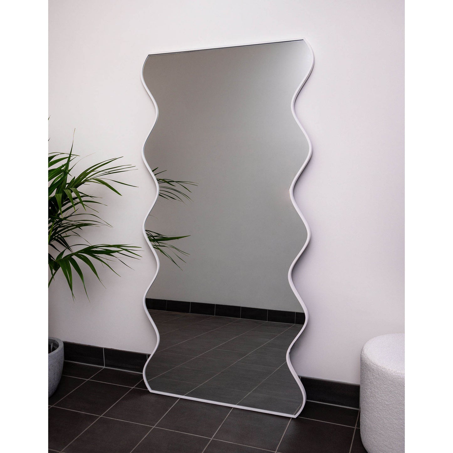 Wavy Iron Frame 90cm x 180cm White Mirror
