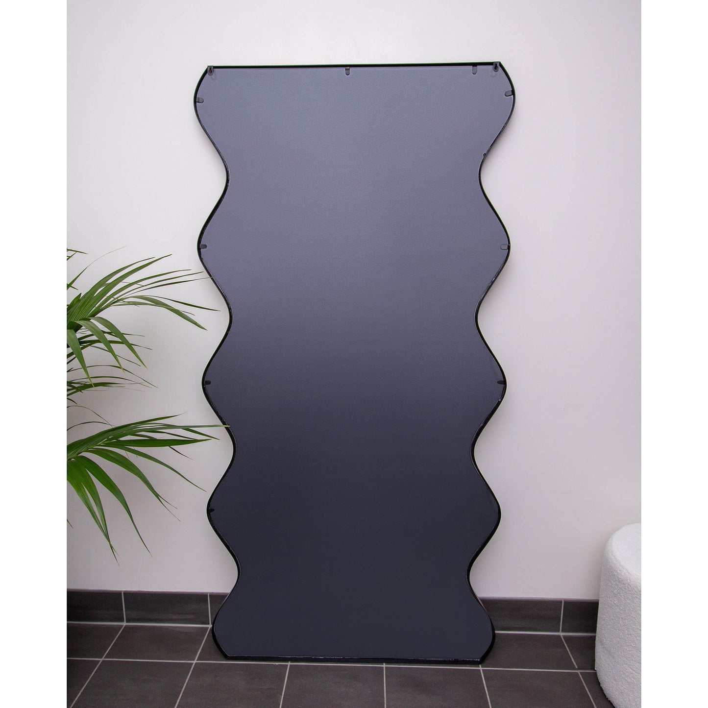 Wavy Iron Frame 90cm x 180cm Black Mirror