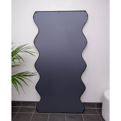 Wavy Iron Frame 90cm x 180cm Black Mirror