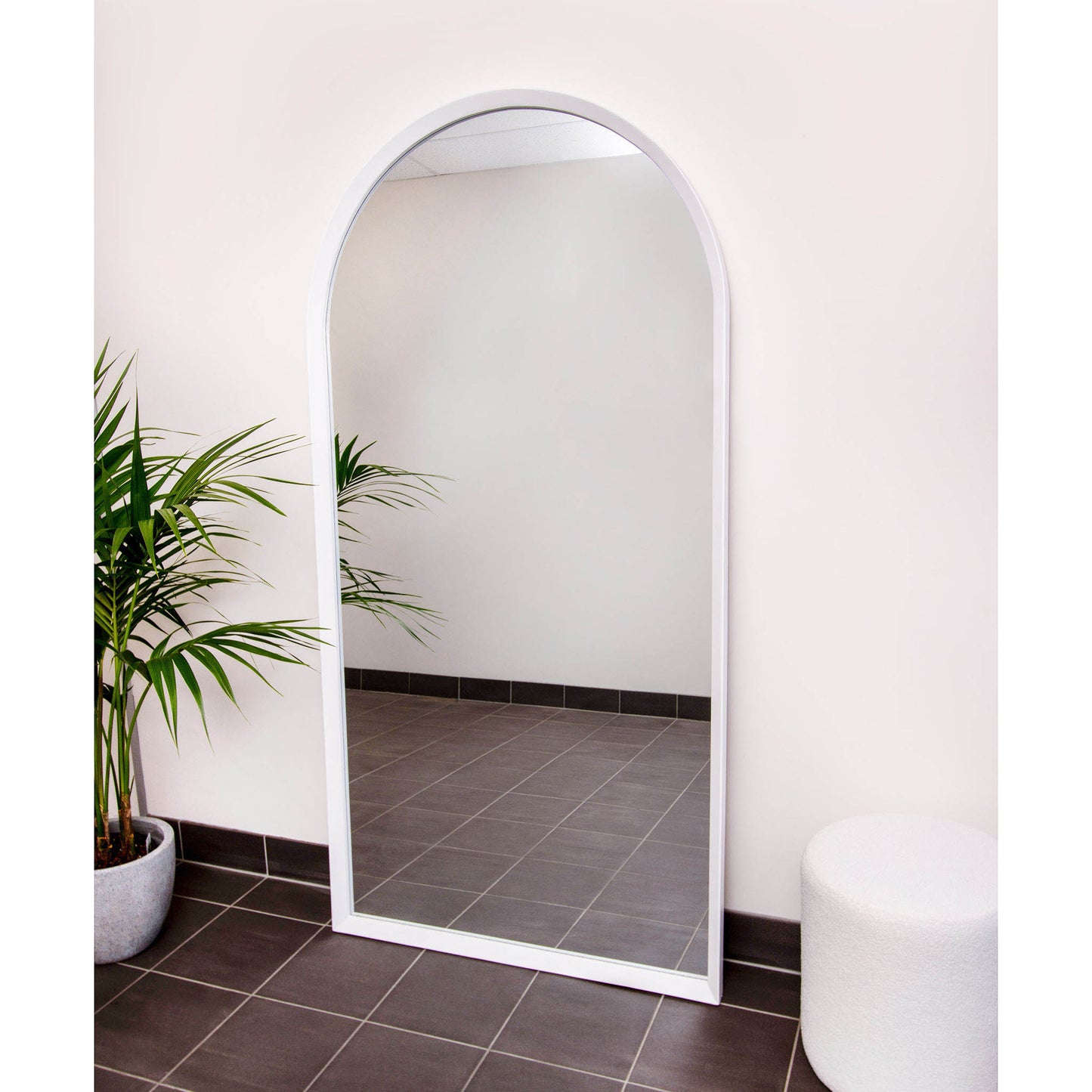Wood Arch 200cm x 100cm White Mirror
